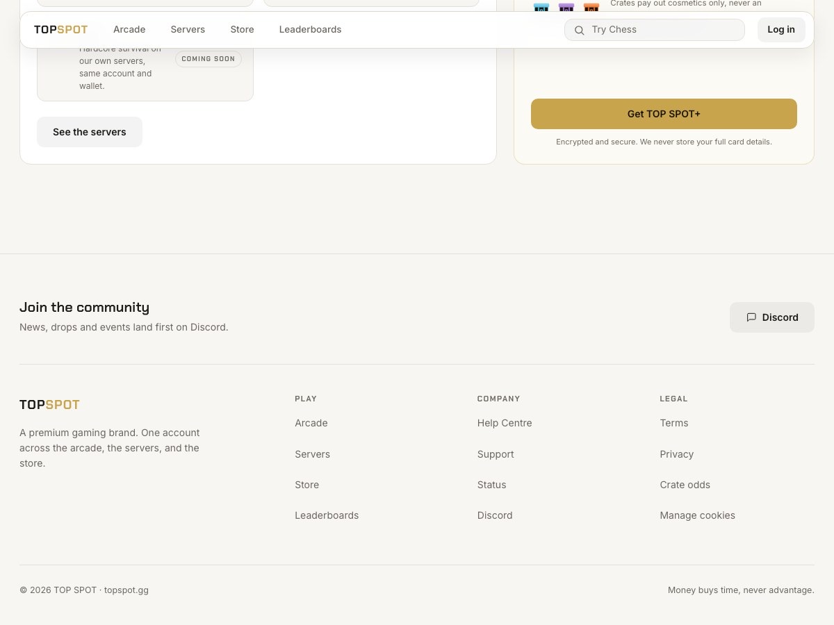 The Minecraft servers and the TOP SPOT+ membership on TOP SPOT.